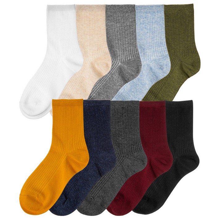 베이스알파 에센셜 여성용 데일리 중목 양말 10켤레