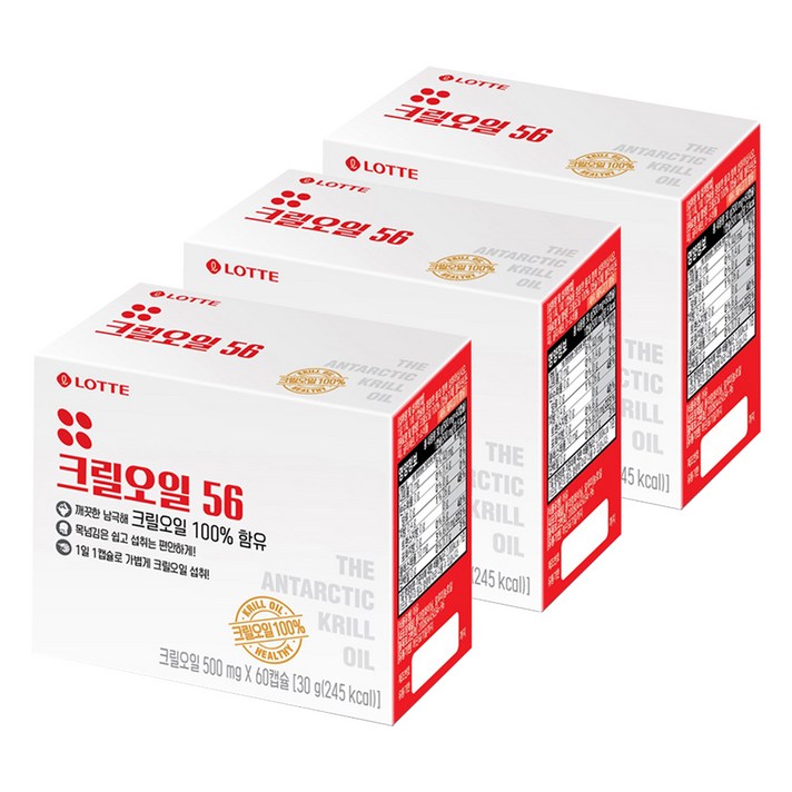 롯데헬스원 크릴오일 56 2개월분, 60캡슐, 3개