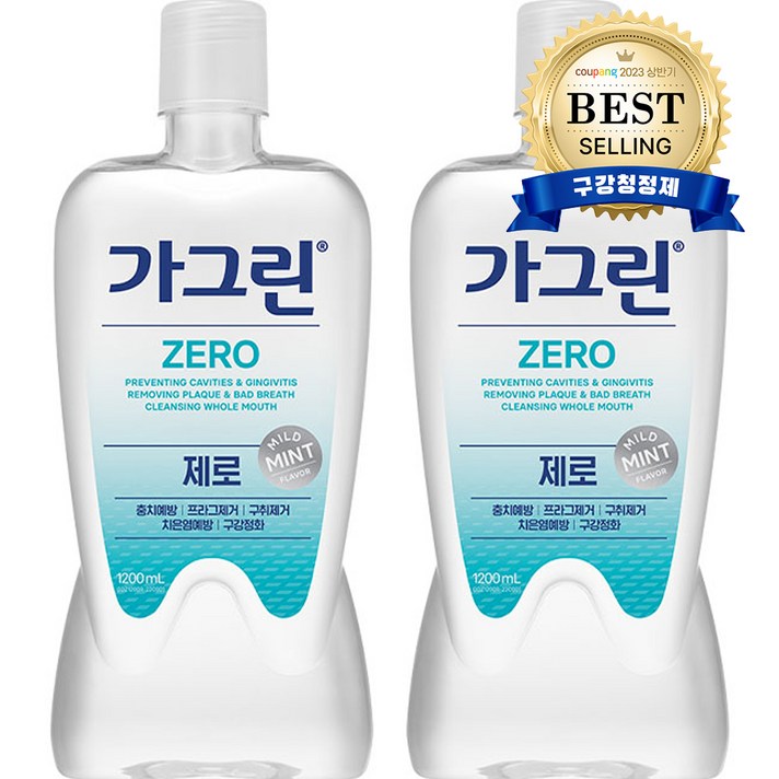 가그린 제로 구강청결제, 1200ml, 2개