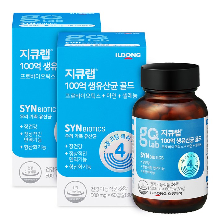  지큐랩 일동제약 100억 생유산균 골드 30g, 60정, 2개 