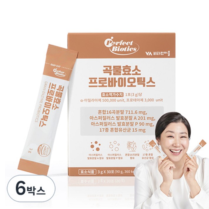  퍼펙트바이오틱스 곡물 발효 효소 프로바이오틱스 30포, 90g, 6개 