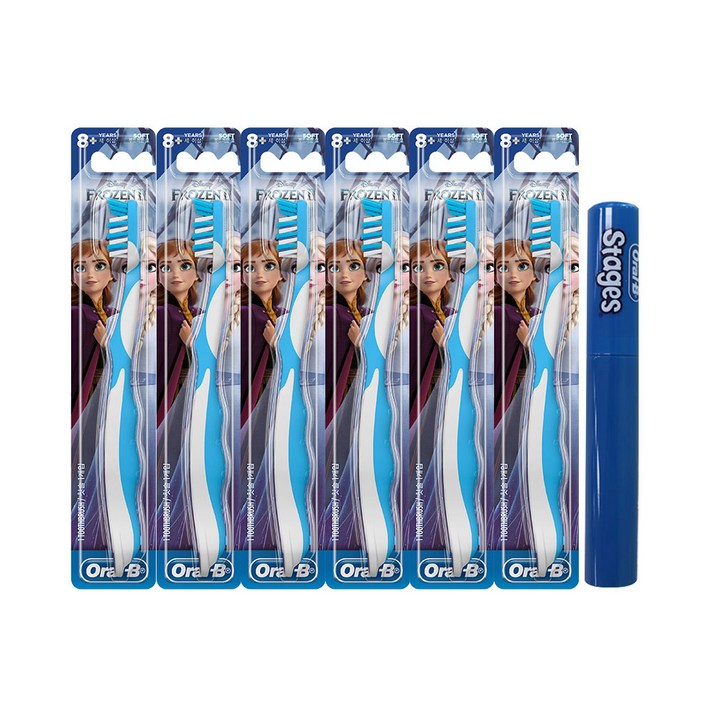 오랄비 스테이지스 4단계 유아칫솔 겨울왕국 6p 랜덤 발송 + 휴대용 양치 케이스, 1세트