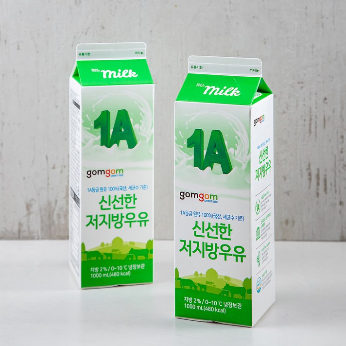 곰곰 신선한 저지방우유, 1000ml, 2개
