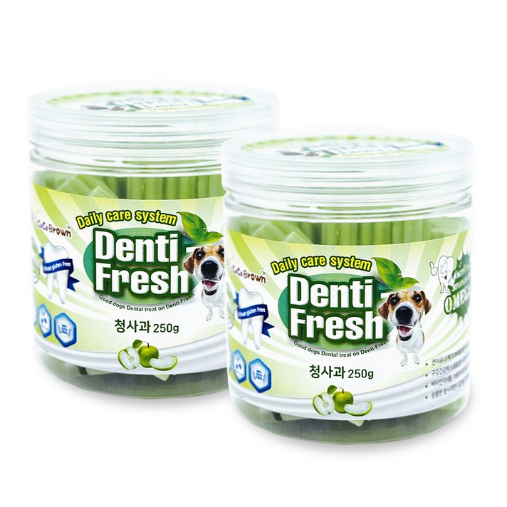 코코브라운 강아지 덴티프레쉬 덴탈껌, 청사과맛, 250g, 2개