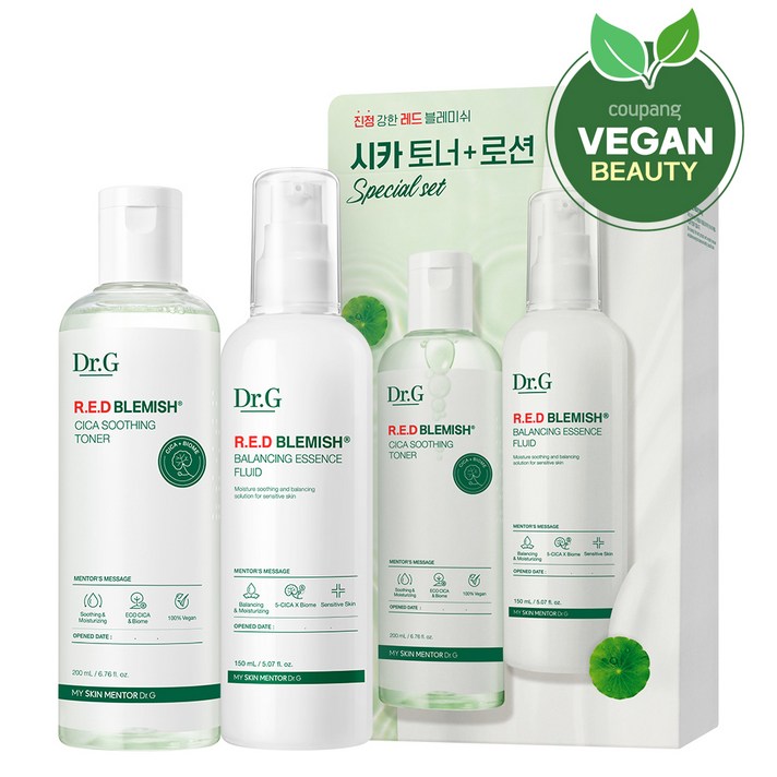 닥터지 레드 블레미쉬 시카 수딩 토너 200ml  에센스 플루이드 150ml 세트