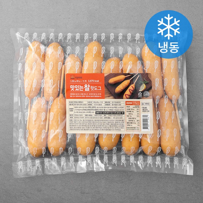 키큰아이 맛있는 찰 핫도그 (냉동), 80g, 15개