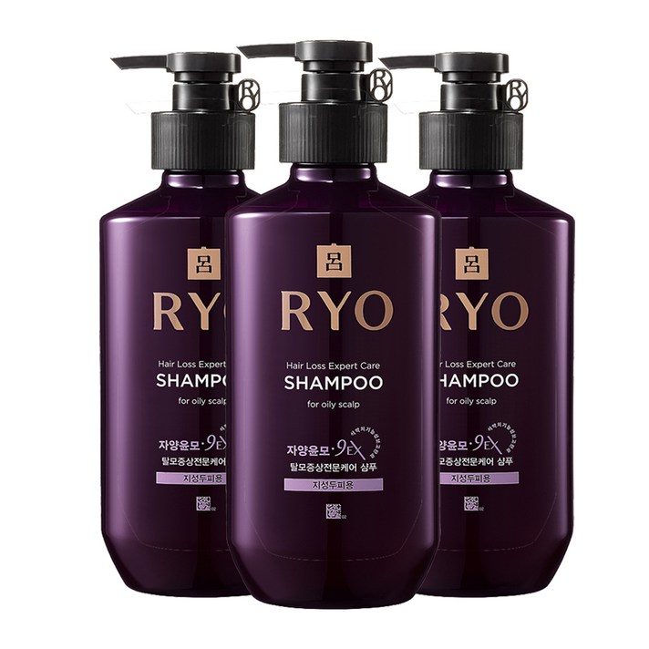 려 자양윤모 9EX 탈모 전문 케어 지성 샴푸, 400ml, 3개