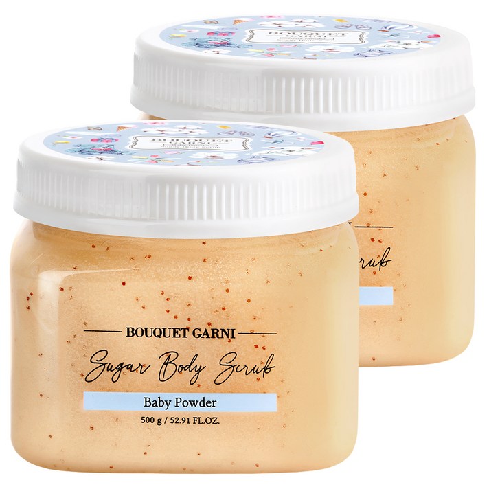 부케가르니 슈가 바디스크럽 베이비파우더, 500g, 2개