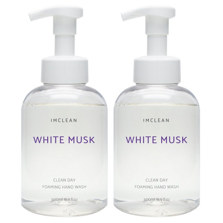 아임클린 클린데이 거품형 핸드워시 화이트머스크, 500ml, 2개