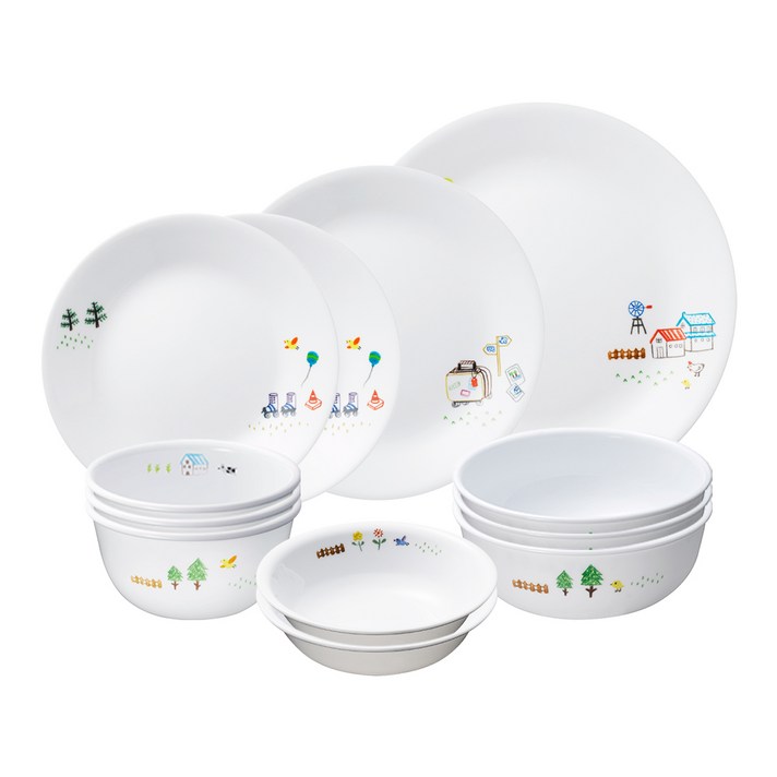  코렐 이지위켄드 코리안웨어 홈세트 3인 12p, 공기 x 3 + 대접 x 3 + 소접시 x 2 + 앞접시 x 2 + 중접시 + 대접시 