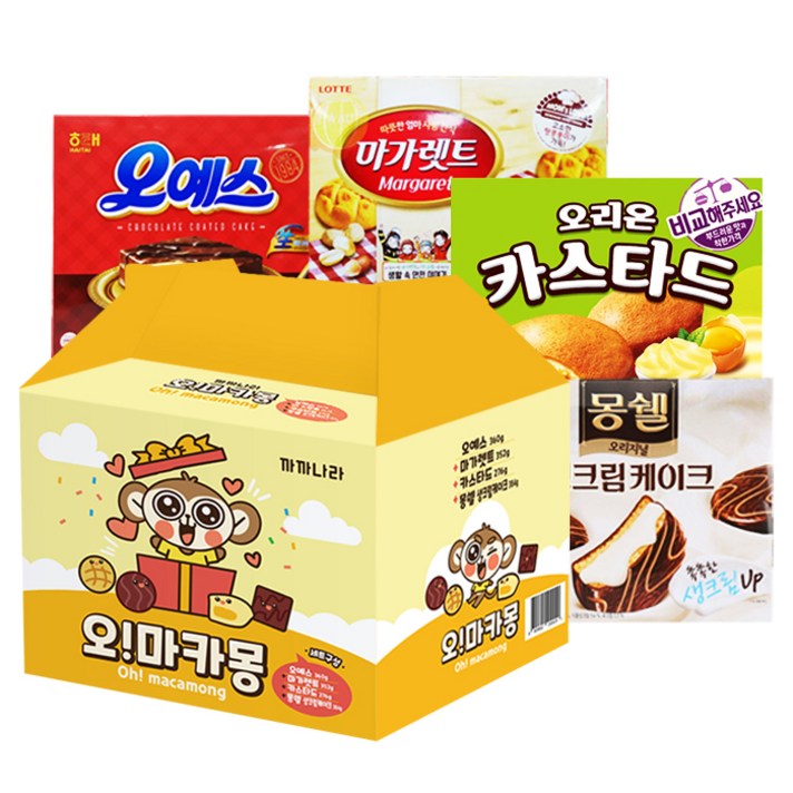 까까나라 오 마카몽 오예스 360g + 마가렛트 352g + 몽쉘 384g + 카스타드 276g 세트, 1세트, 오예스 + 마가렛트 + 카스타드 + 몽쉘