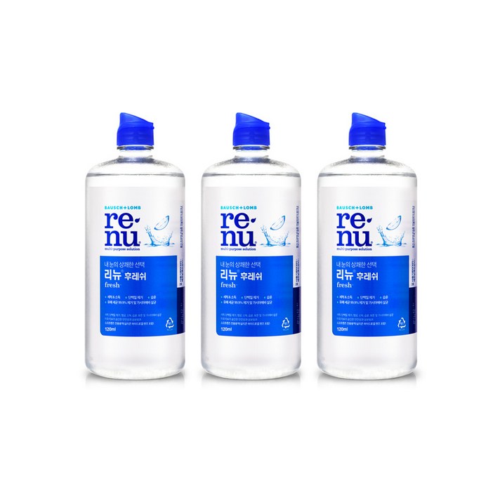 바슈롬 리뉴 후레쉬 렌즈세정제, 120ml, 3개