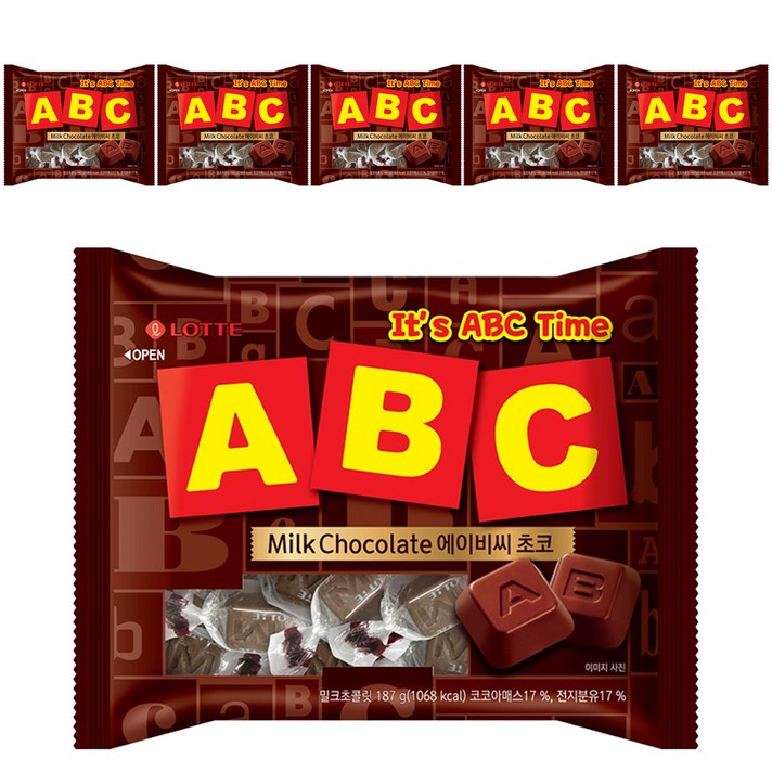  롯데제과 에이비씨 초콜릿, 187g, 6개 