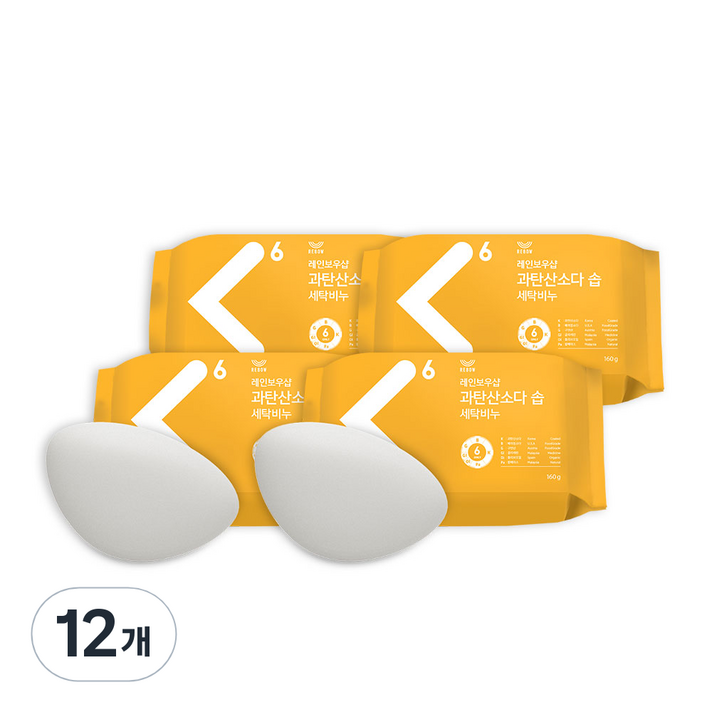  레인보우샵 과탄산소다 솝 세탁비누, 160g, 12개 