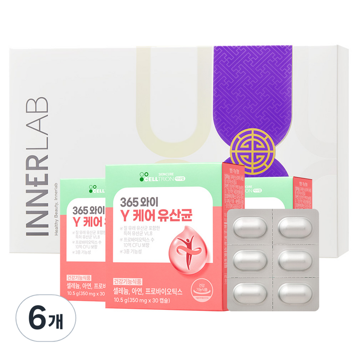  셀트리온 이너랩 365 와이 Y 케어 여성 유산균 선물세트 10.5g, 30정, 6개 