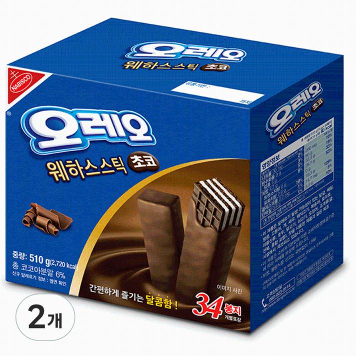  오레오 웨하스 스틱 초코, 510g, 2개 