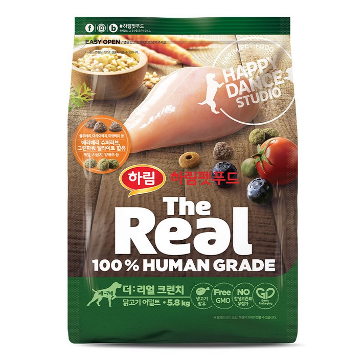  하림펫푸드 어덜트용 더리얼 크런치 닭고기 건식사료, 닭, 5.8kg, 1개 