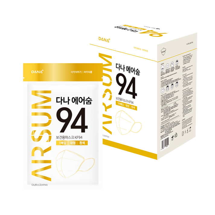 다나마스크 에어숨 마스크 성인용 KF94, 50개입, 1개