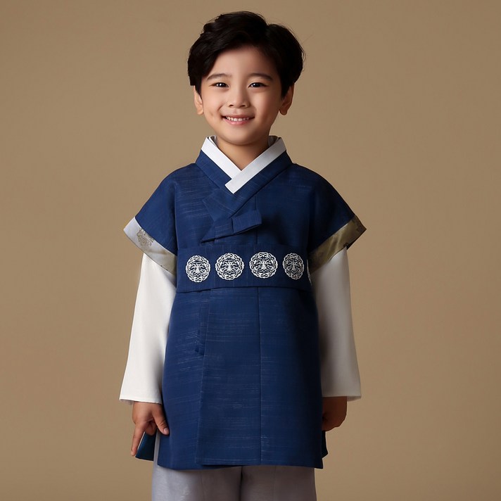 금동이아가한복 남아용 남파랑은사띠 아동한복세트 AM134 + 복주머니