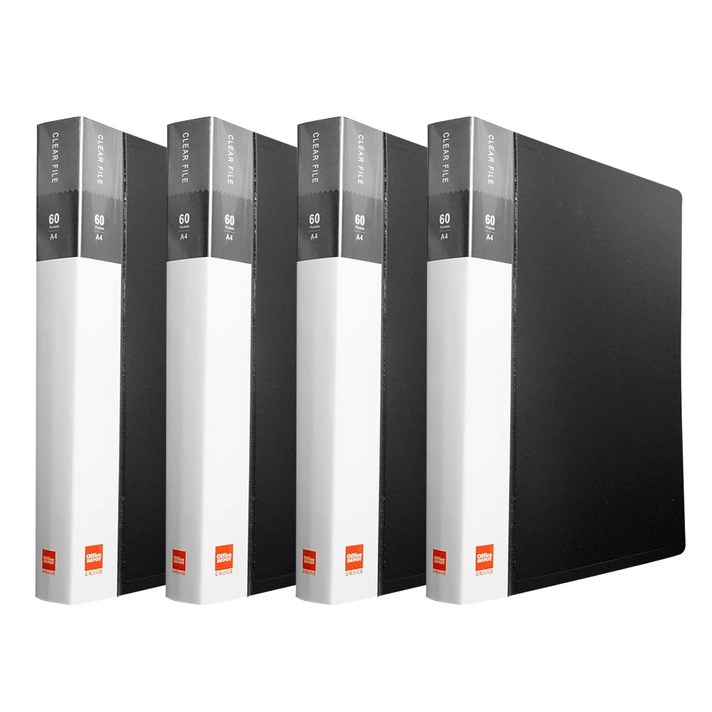 오피스디포 인덱스클리어화일 60매, 흑색, 4개