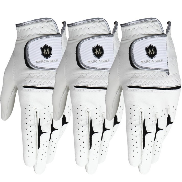 마르시아 남성용 올양피 골프장갑 왼손용 3p, 화이트