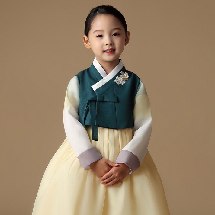 금동이아가한복 여아용 여초록꽃패치 아동한복세트 AW134 + 복주머니