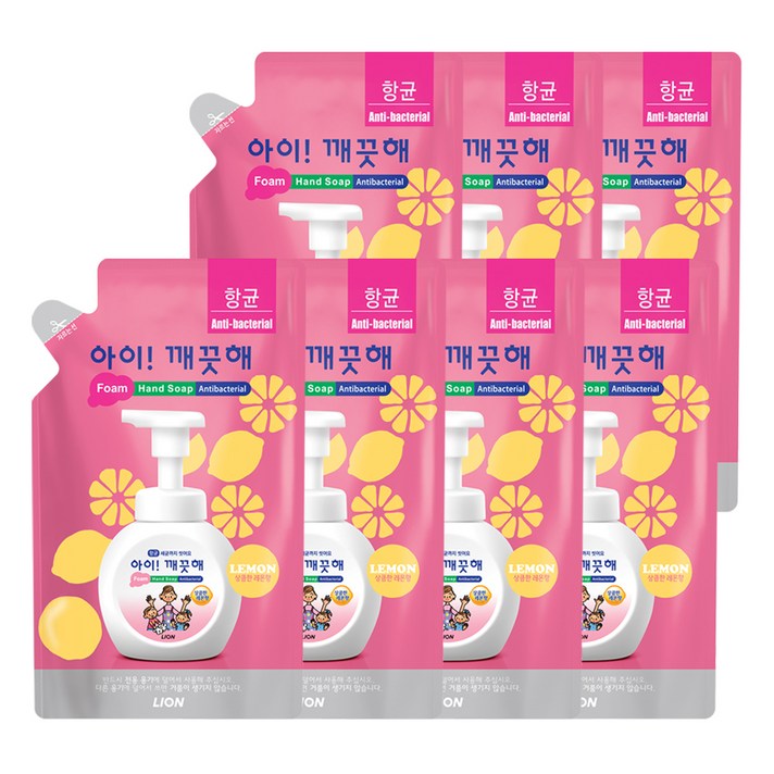아이깨끗해 핸드워시 거품형 리필 레몬향, 200ml, 7개