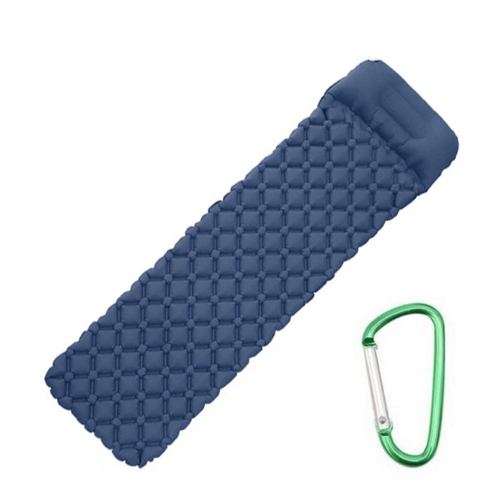 1인용 싱글 초경량 컴팩트 백패킹 베개형 에어매트 + 카라비너, 다크네이비