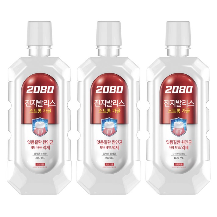 2080 진지발리스 스트롱 가글, 800ml, 3개