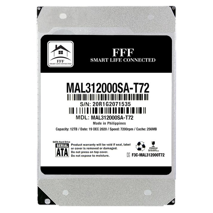 F3 마샬 하드디스크 145 x 100 x 24 mm, MAL312000SA-T72, 12TB