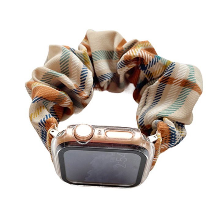 애프리 Afree 애플워치 7 3 se 스크런치 곱창밴트 스트랩 체크베이지 42mm/44mm/45mm