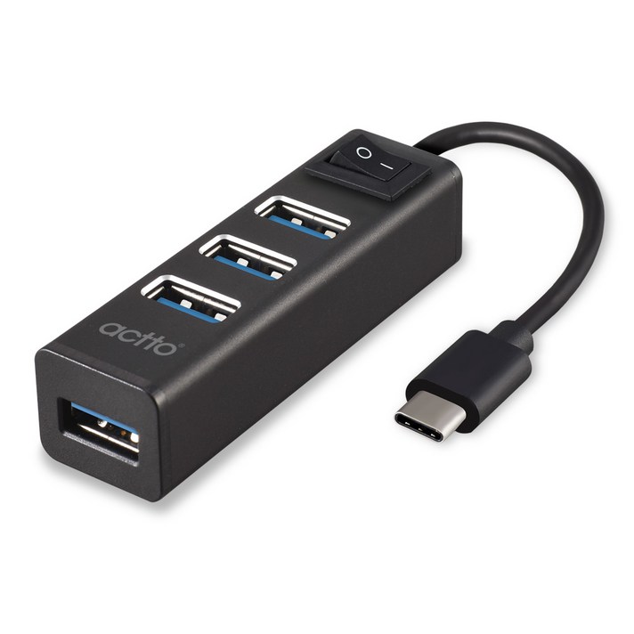 엑토 C타입 USB 3.0 4포트 초고속 멀티 허브 HUB-39, 블랙