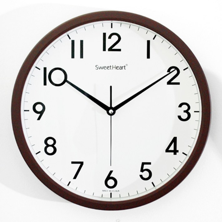 스위트하트 무소음 모던 브라운 벽시계 350