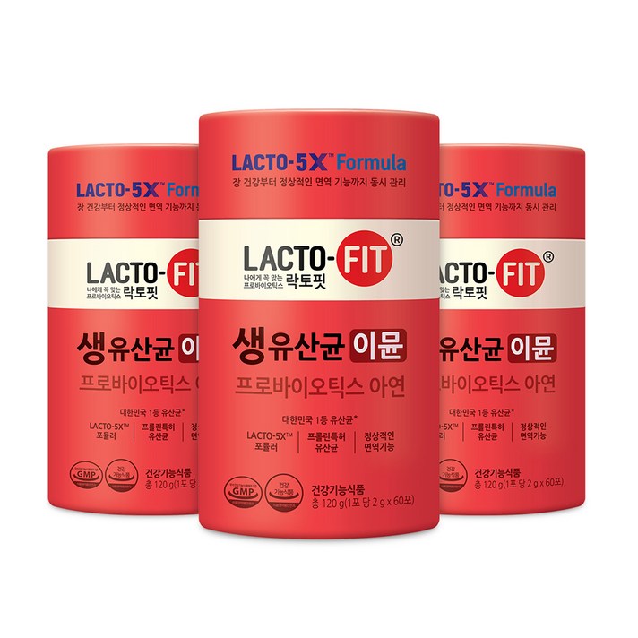 락토핏 생유산균 이뮨 60p, 120g, 3개