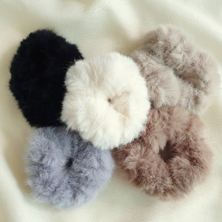 (무배)1+1 폭신폭신 도톰한 페이크퍼 에코퍼 토끼 밍크 머리끈 곱창 머리끈 따뜻한 넓은 가을 겨울 헤어끈