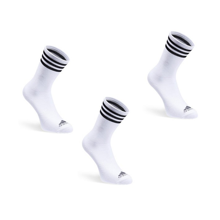 아디다스 골프 여성 퍼포먼스 앞로고 크루삭스 3족세트 화이트, FREE, 3족세트_WH