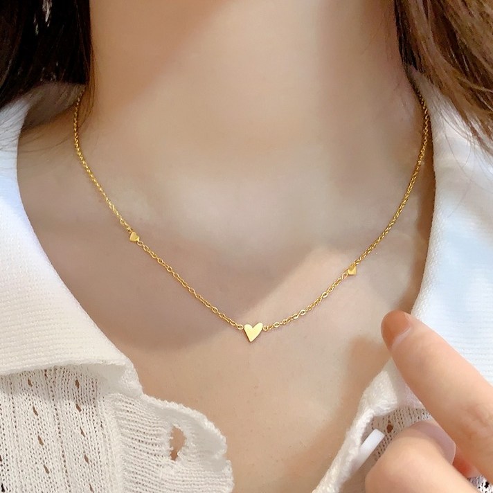  욜로데이 써지컬스틸 18K plating 미니 러블리 하트 목걸이 