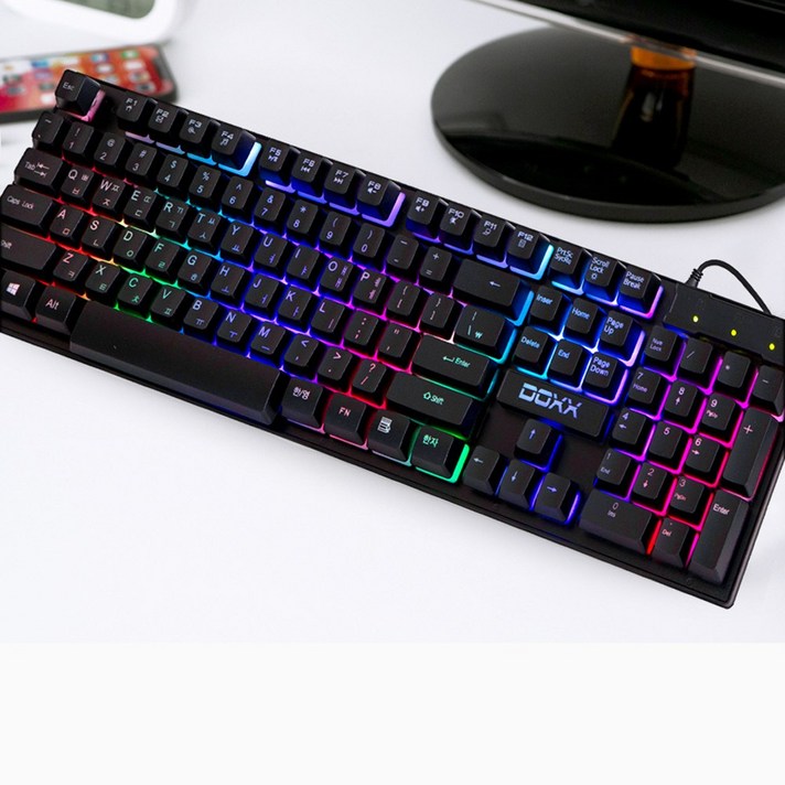  DOXX LED USB 레인보우 게이밍 멤브레인 키보드 DK-1001, DK-K1001, 일반형 