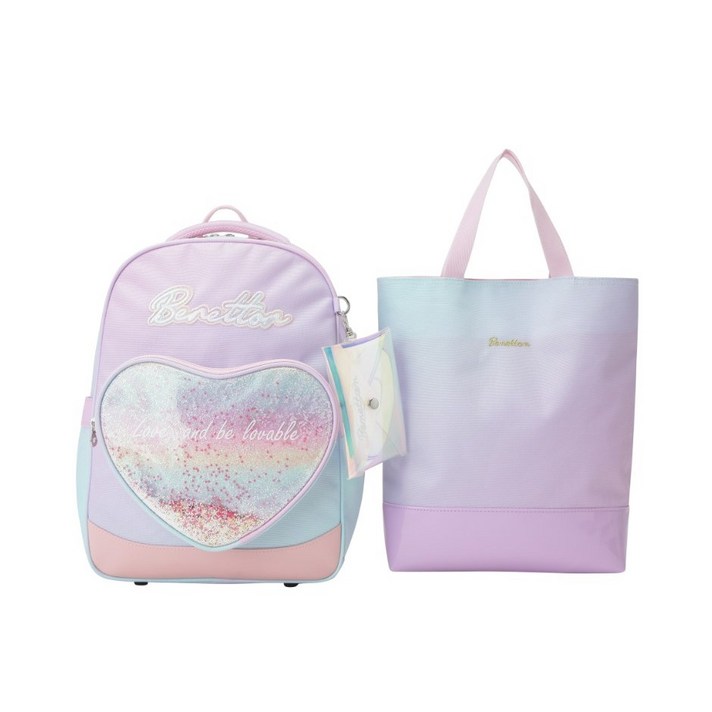 베네통키즈 하트포켓 글리터비즈 책가방 세트 QCBGP2111MU