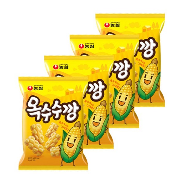 농심 옥수수깡 46년 만에 새로운 깡 등장 스낵 과자 옥수수 새우깡, 70g, 4개