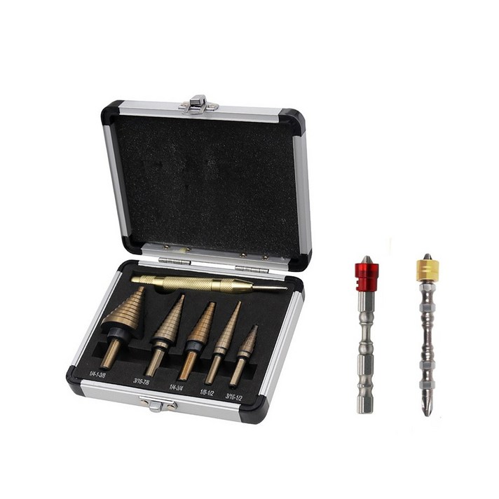 파르고 알루미늄 케이스 고속 티타늄 강철 스텝 드릴 8종 세트, 1세트