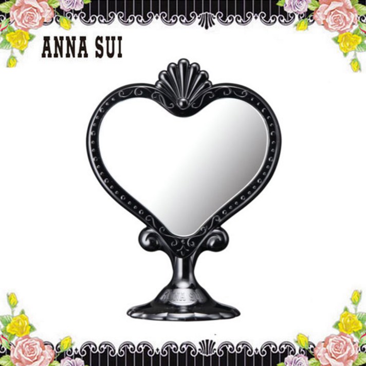 안나수이 ANNA SUI 탁상 거울 화장 메이크업 미러 인테리어 하트 모양 콤팩트 손거울 블랙 브랜드 선물, 기본