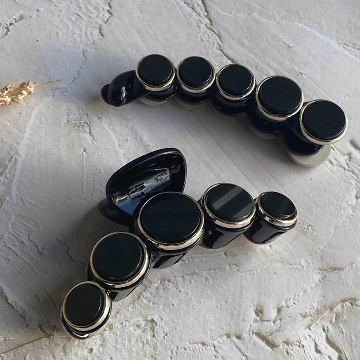 [1+1 무배] 워더미 엣지 블랙 자개 집게핀 바나나핀 세트 F227 블랙