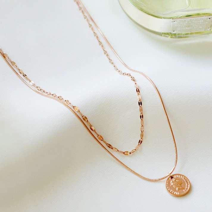 노이드비 써지컬스틸 기본코인레이어드 두줄목걸이