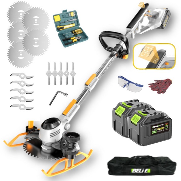 CCEDA 독일기술 초강력 충전식 무선 예초기 초경량 전기 전동 제초기, [최고급형] 198800mAh 1+1 (디스플레이 O)