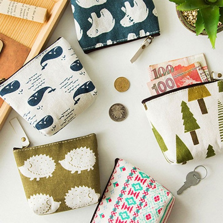 작은 귀여운 미니 패브릭 캐릭터 파우치 이어폰 동전 지갑 어린이집 선물