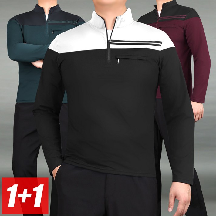 (1+1) 남성 골프복 카라 티셔츠 골프웨어 남자 등산복