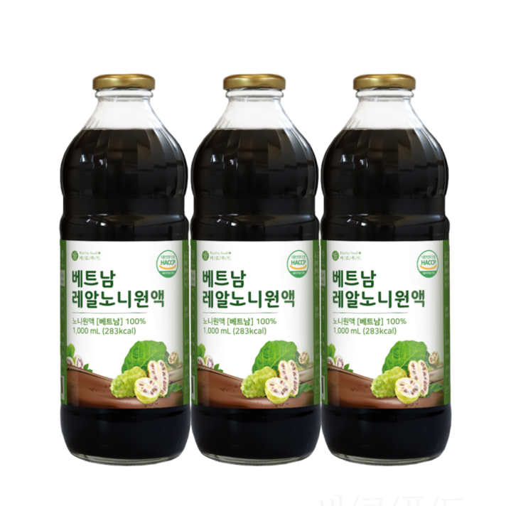  바로푸드 베트남 레알노니원액 100% 1L 3병, 3개 