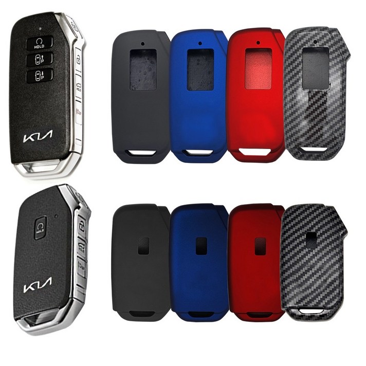 기아 더뉴K3 (2022년형) 강화 스마트키 케이스 키홀더 HSK1타입, 5버튼, 케이스레드_버튼레드