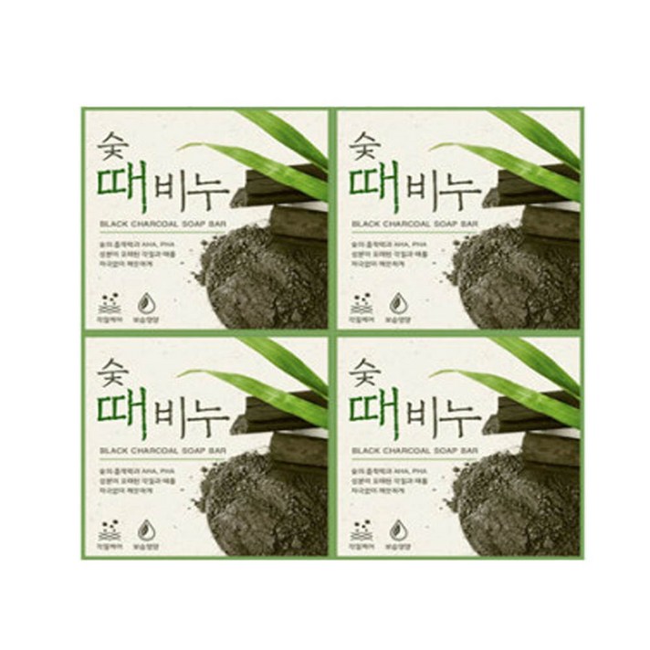 아모레 해피바스 각질제거 숯 때비누 100g 4입 X 1개, 4개